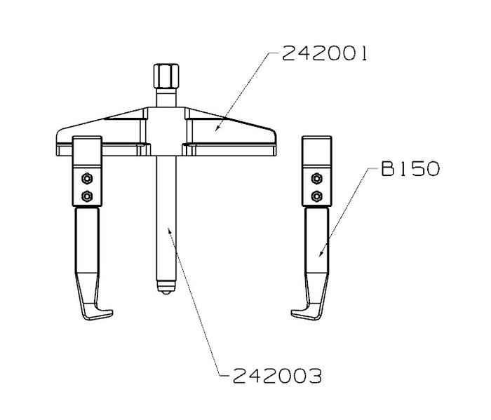 Forza Extractor Serie 2400 de 2 Patas, Herramienta de Exteriores e Interiores, Medidas 50 - 165 x 155 mm